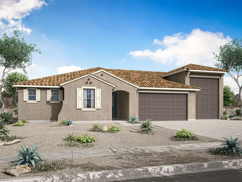 Representative exterior photo of a completed home built from the Lilac by Mattamy Homes in White Tank Vistas, Waddell, AZ (Image 22). Representative exterior photo of a completed home built from the Lilac by Mattamy Homes in White Tank Vistas, Waddell, AZ (Image 22).