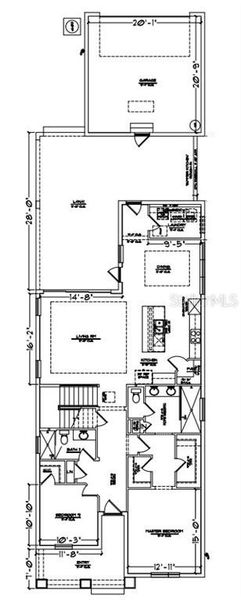 2D floor plan layout of this home in Laureate Park, Orlando, FL (Image 3).