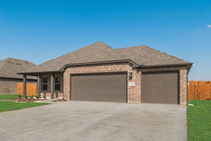 Front exterior of a new home in , Pilot Point, TX, highlighting curb appeal (Image 19). Front exterior of a new home in , Pilot Point, TX, highlighting curb appeal (Image 19).
