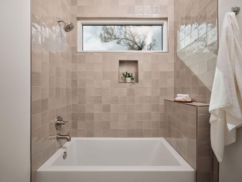 Full bathroom with shower / washtub combination Full bathroom with shower / washtub combination