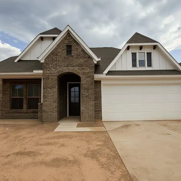 Front exterior of a new home in Escondido, Magnolia, TX, highlighting curb appeal (Image 1).
