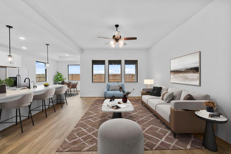 The family room invites you to kick off your shoes, curl up, and feel right at home.