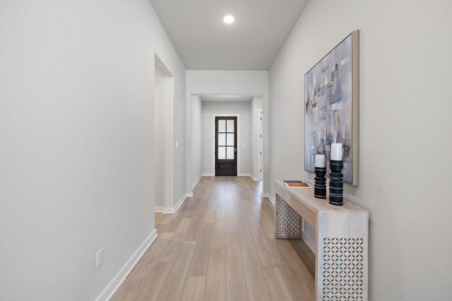 Furnished interior view inside a new home in Park Collection at Lariat, Liberty Hill (Image 13). Furnished interior view inside a new home in Park Collection at Lariat, Liberty Hill (Image 13).