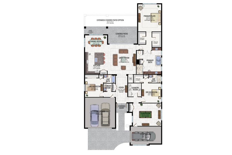 2D floor plan layout for the Crystal by GL Homes in Valencia Ridge, Wesley Chapel, FL (Image 5).