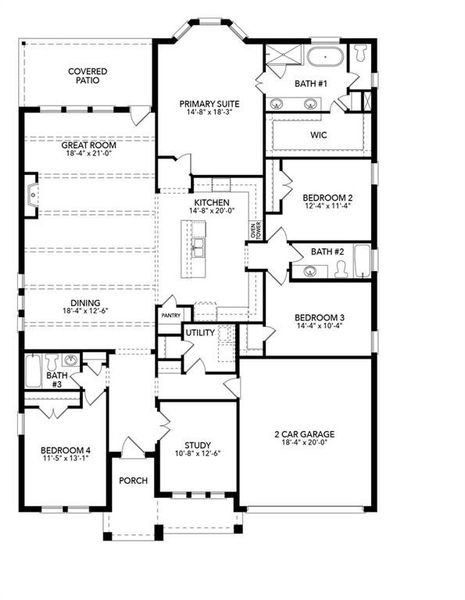 2D floor plan layout of this home in Country Lakes, Denton, TX (Image 2). 2D floor plan layout of this home in Country Lakes, Denton, TX (Image 2).
