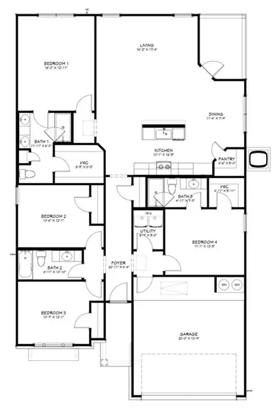 2D floor plan layout of this home in Mesa Ridge, Temple, TX (Image 3).