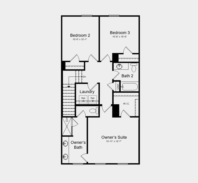 2D floor plan layout for the Cobblestone by Taylor Morrison in Buffalo Townes, Garner, NC (Image 5).