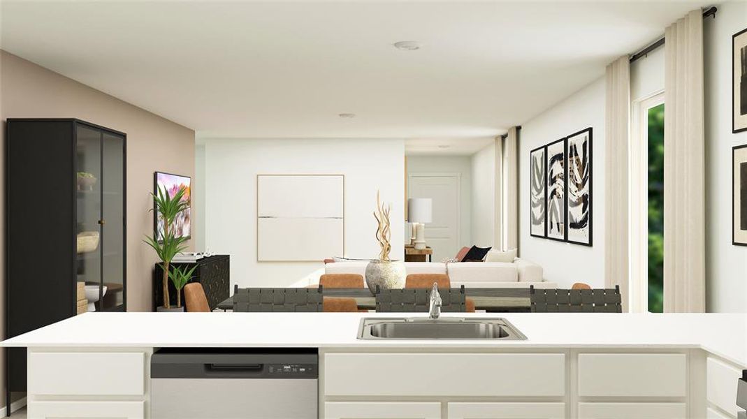 Kitchen with dishwasher, white cabinetry, and sink