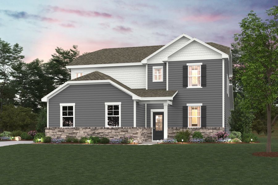 A house with a lawn in front of it. A house with a lawn in front of it.