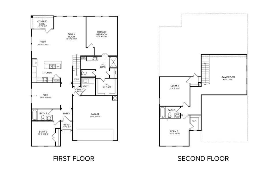 2D floor plan layout for the Katy Lakes Ironwood 2589 by Brohn Homes in Katy Lakes, Katy, TX (Image 3).
