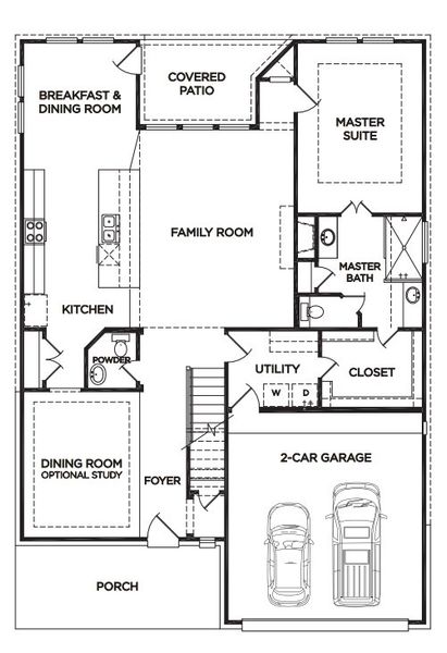 2D floor plan layout for the The Providence by McKinley Homes in River Ranch Meadows, Dayton, TX (Image 2).