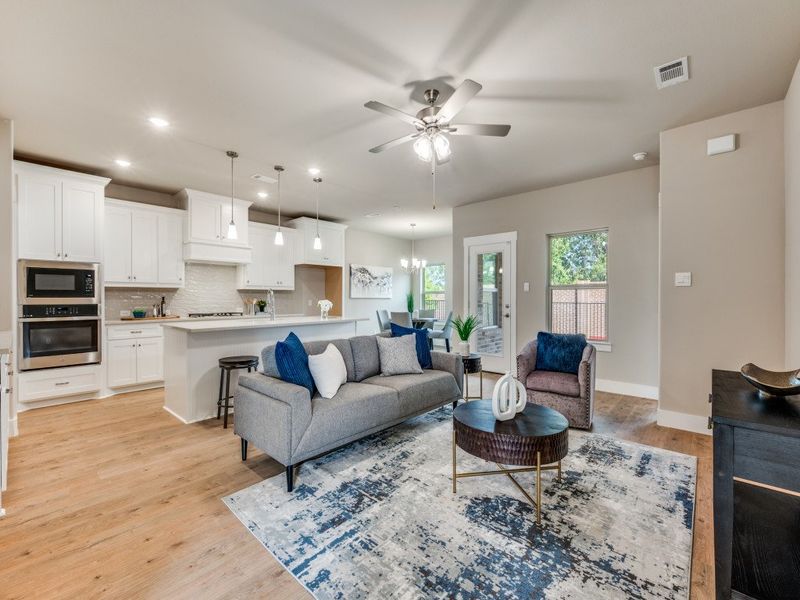 Representative furnished interior of a home built from the Messina by Ladera Texas in Ladera at Tavolo Park, Fort Worth (Image 8). Representative furnished interior of a home built from the Messina by Ladera Texas in Ladera at Tavolo Park, Fort Worth (Image 8).