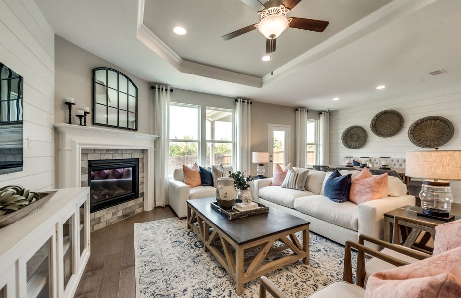 Spacious gathering room with optional fireplace