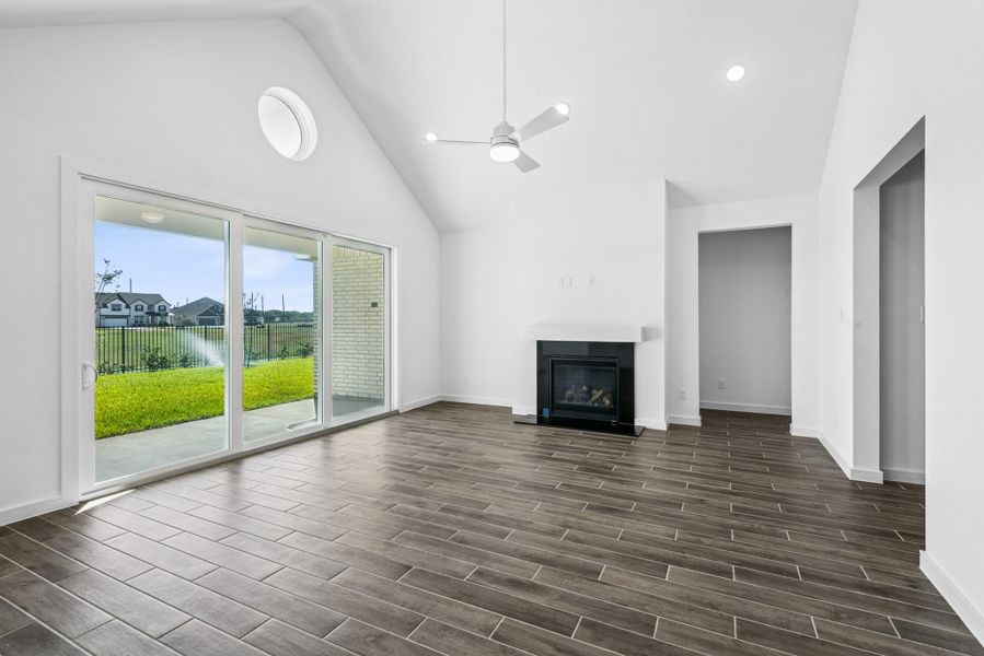 Open great room with cozy fireplace Open great room with cozy fireplace