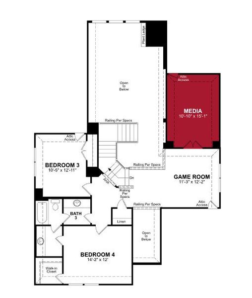 2D floor plan layout of this home in Enclave at Legacy Hills, Celina, TX (Image 4).