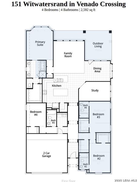 2D floor plan layout of this home in Venado Crossing, Cibolo, TX (Image 4).