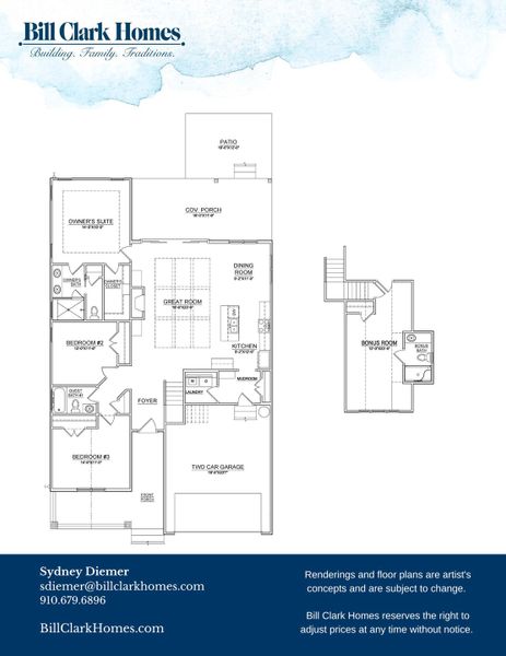 2D floor plan layout of this home in Riverside Cove, Wilmington, NC (Image 17).