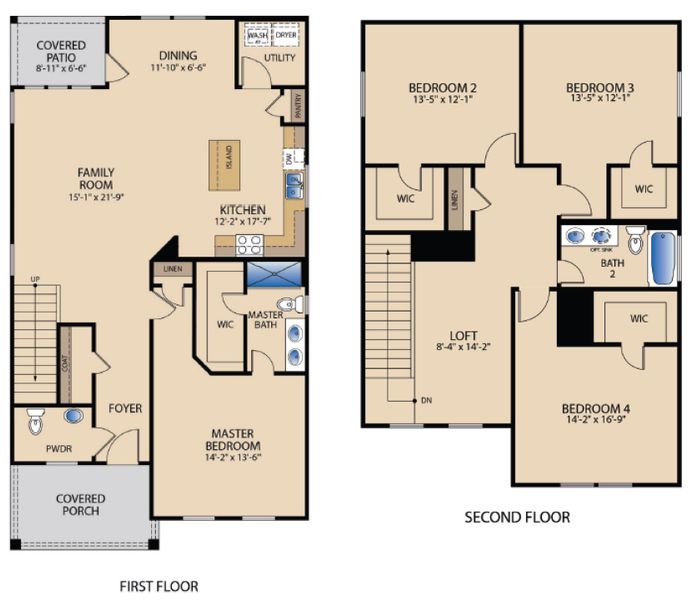 2D floor plan layout for the Denton by Pacesetter Homes in Trace, San Marcos, TX (Image 4). 2D floor plan layout for the Denton by Pacesetter Homes in Trace, San Marcos, TX (Image 4).