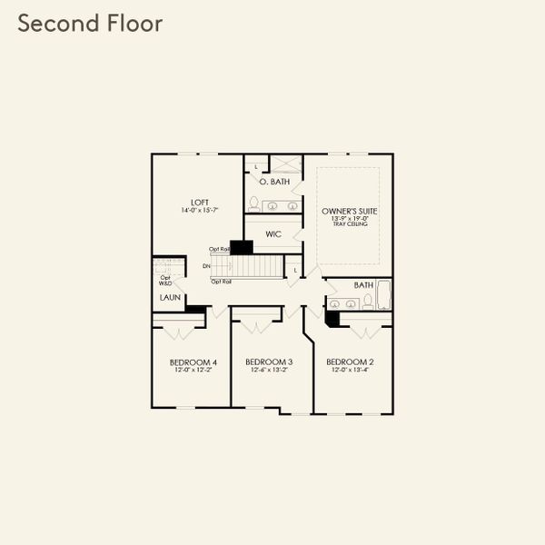 2D floor plan layout for the Hampton by Pulte Homes in Berkeley Mill, Cumming, GA (Image 4).