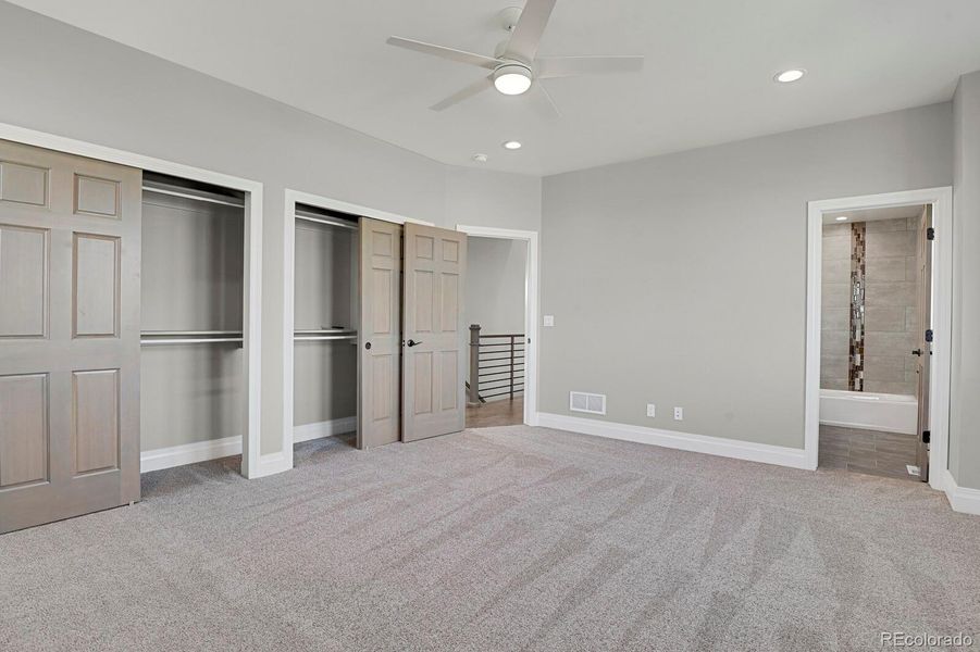 Secondary suite - double closets, entry and access to full bathroom