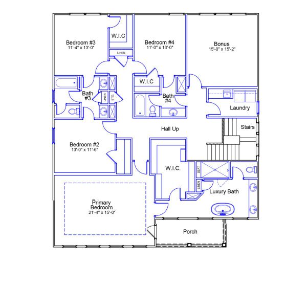 2D floor plan layout of this home in Gates at Windermere, Blythewood, SC (Image 3).