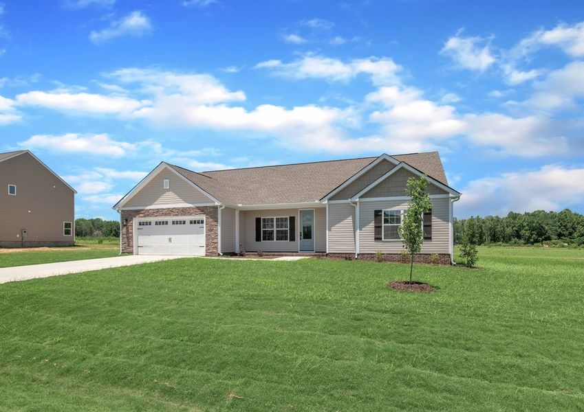 Angled-view of the Taylor with a 2-car garage. Angled-view of the Taylor with a 2-car garage.