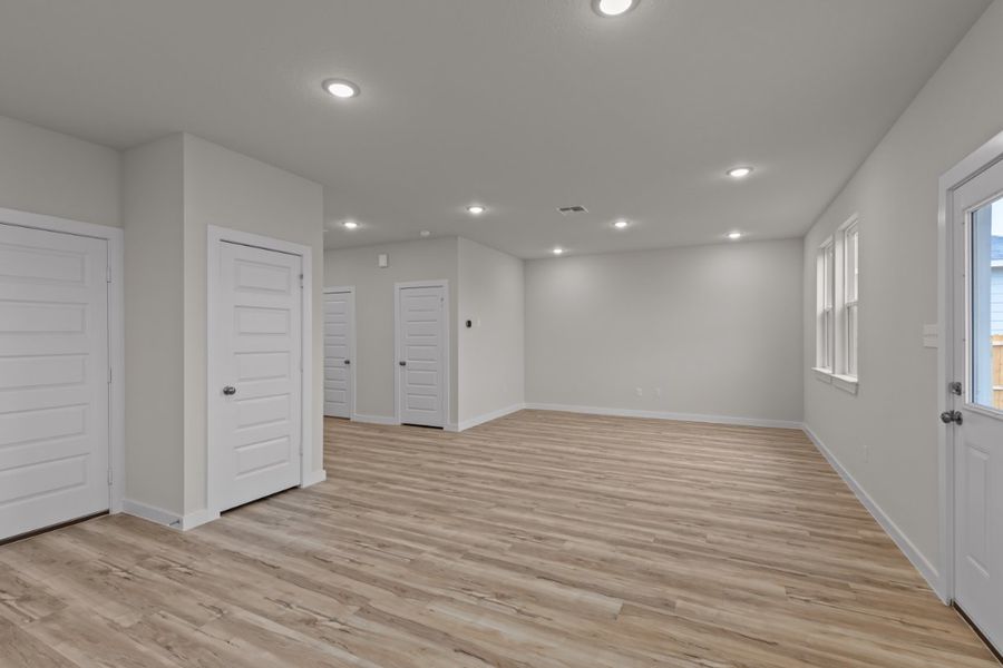 A room with white doors.