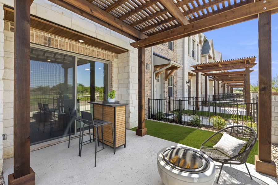 Exterior details and patio area of a home in The Tribute, The Colony (Image 3). Exterior details and patio area of a home in The Tribute, The Colony (Image 3).