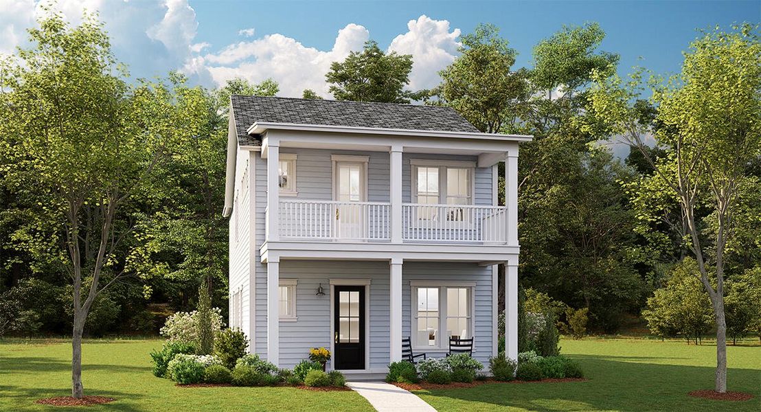 Front exterior of a new home in Sweetgrass at Summers Corner: Row Collection, Summerville, SC, highlighting curb appeal (Image 1).