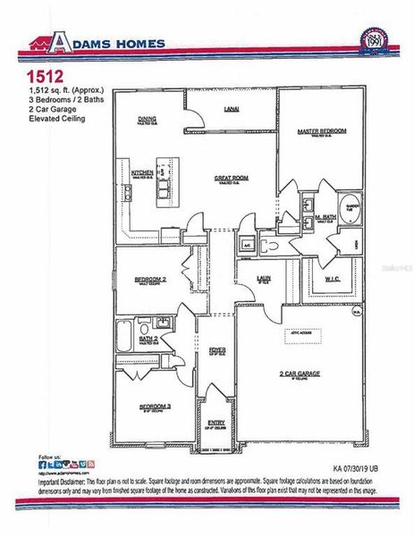 2D floor plan layout of this home in Savannah Station, Alachua, FL (Image 3).