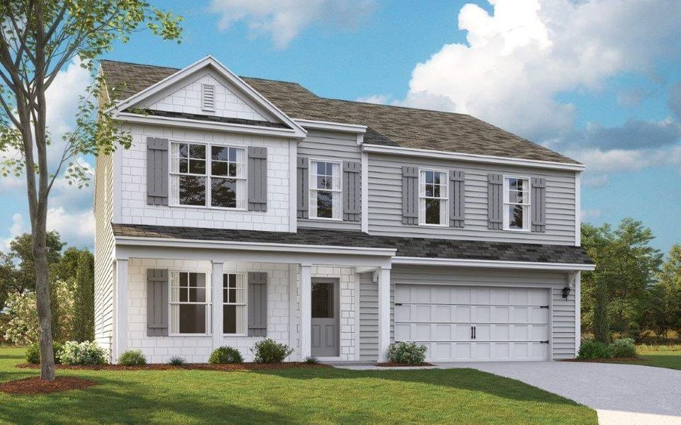 Representative exterior photo of a completed home built from the Columbia by D.R. Horton in Harbor Crest, Ooltewah, TN (Image 2).