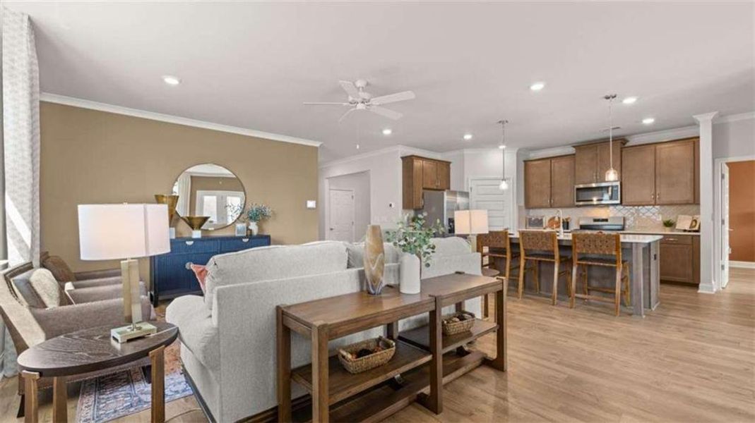 Furnished interior view inside a new home in Oak Ridge Meadows - Active Adult, Locust Grove (Image 19).