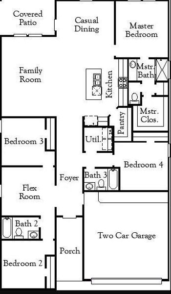 2D floor plan layout of this home in Westridge Cove, Conroe, TX (Image 3).