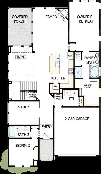 2D floor plan layout of this home in Riceland - Enclave Collection, Mont Belvieu, TX (Image 5).