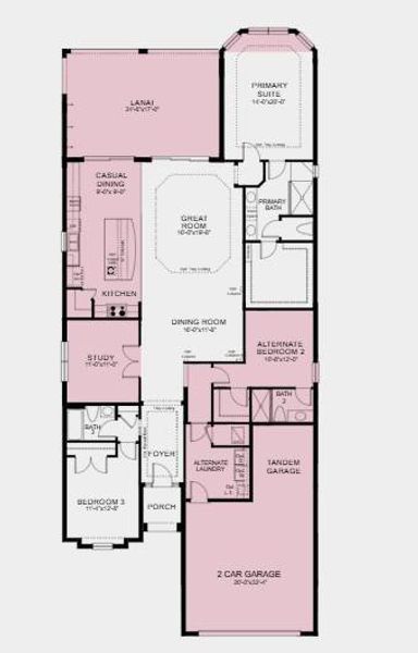 Additional Highlights Include: Tray ceiling at primary suite/great room/foyer, casual dining extension, tandem garage, gourmet kitchen, 8' interior doors, covered extended lanai, bay window at primary suite, study in place of flex, and outdoor kitchen rough-in.