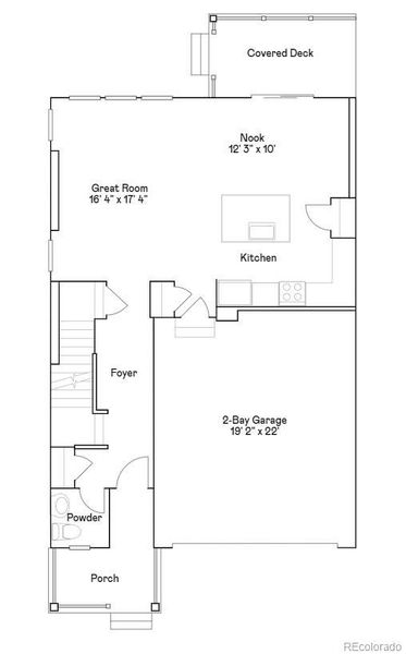 2D floor plan layout of this home in Parterre: Paired Homes, Thornton, CO (Image 2). 2D floor plan layout of this home in Parterre: Paired Homes, Thornton, CO (Image 2).