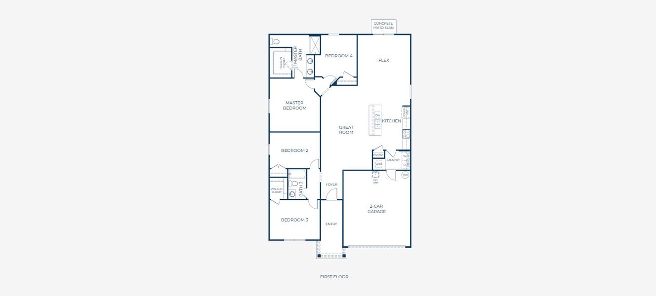 2D floor plan layout for the Maple by Maronda Homes in Oakhaven Walk, Gainesville, FL (Image 5).
