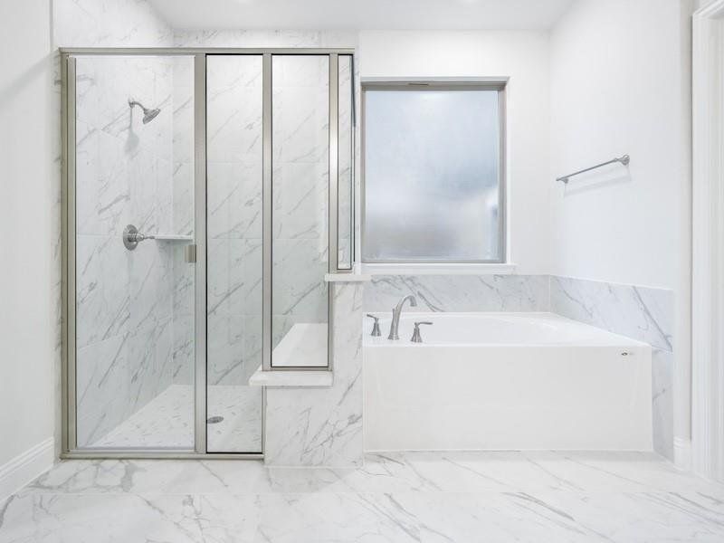 Shower with seat and garden tub Shower with seat and garden tub