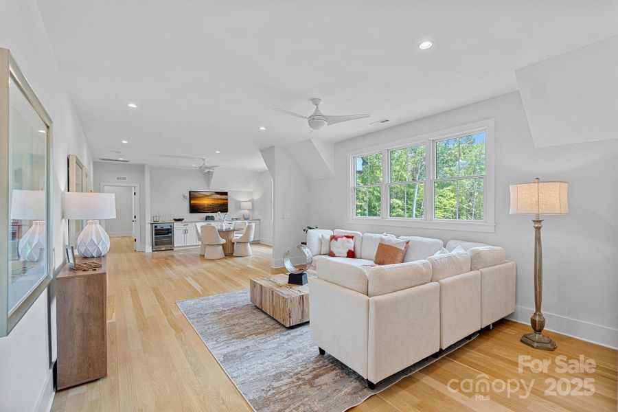 Make this space whatever you like, complete with a beverage fridge and cabinet space.