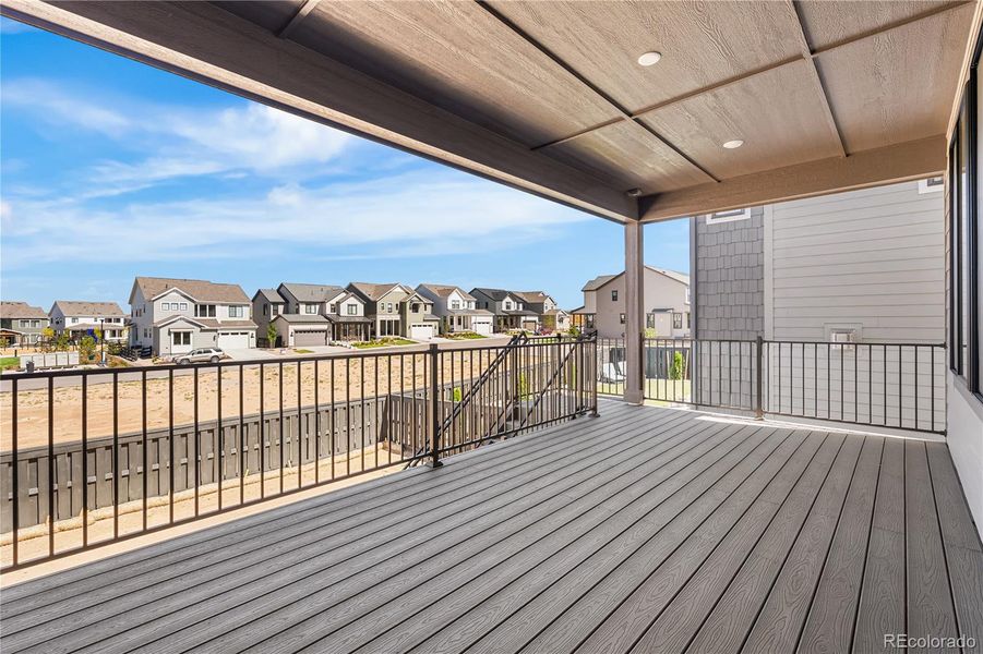 Exterior details and patio area of a home in Harmony at Solstice, Littleton (Image 3).