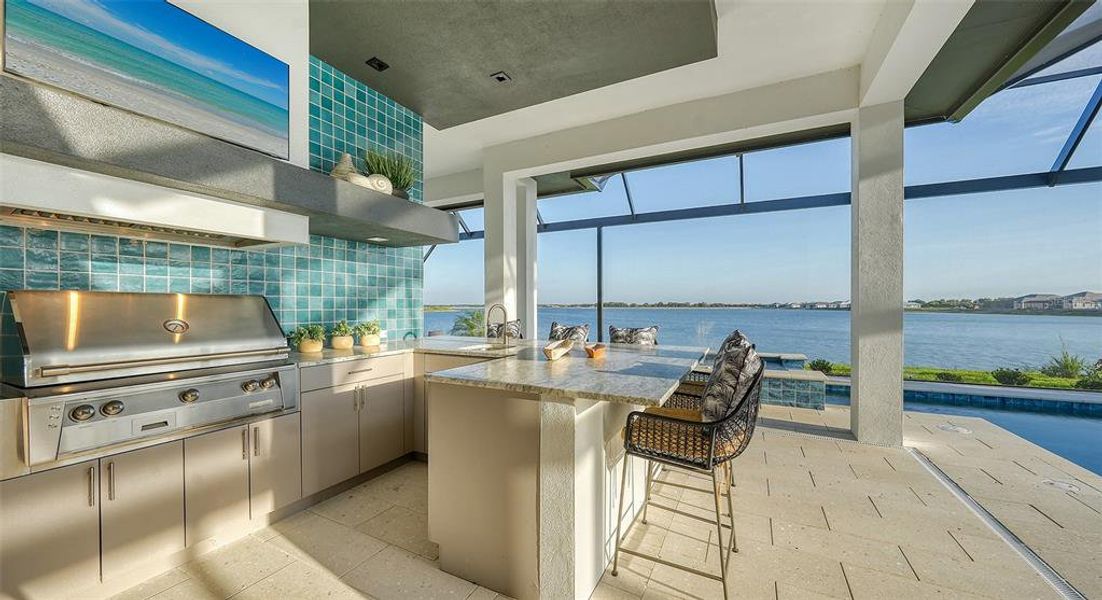 Exterior details and patio area of a home in Wild Blue at Waterside, Sarasota (Image 34).