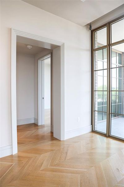 Guest bedroom entry from living area Guest bedroom entry from living area