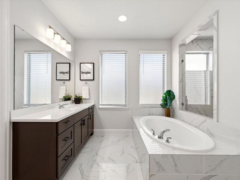 Gaze upon your dream bathroom. Fill up the soaking tub, add some bubbles...Calgon, take me away!