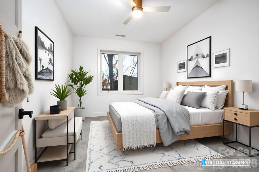 Large Lower-Level Bedroom (Virtually Staged)