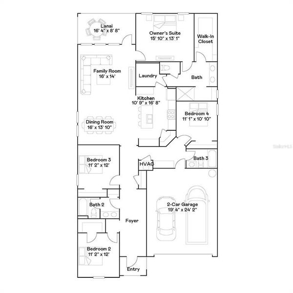 2D floor plan layout of this home in , Debary, FL (Image 4).