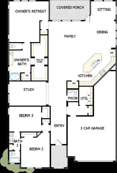 2D floor plan layout of this home in Oakwood Estates, Waller, TX (Image 3).