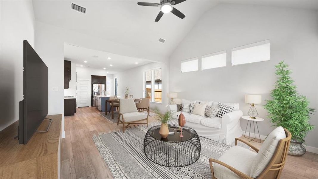 Imagine hosting the next holiday or social event in the perfect living space! The open concept living room and kitchen makes for a great way to keep the party going and never miss a beat! *This photo has been virtually staged