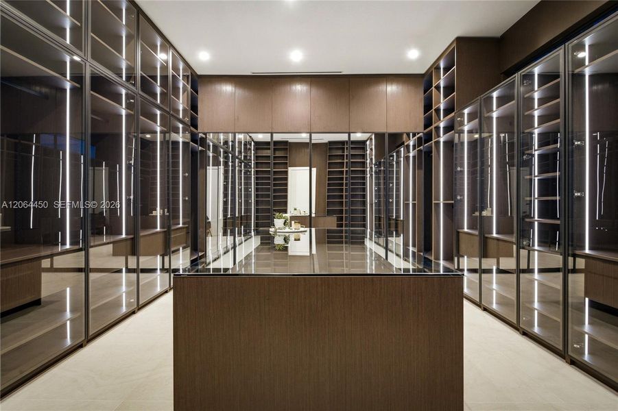 Walk-in closet with custom shelving