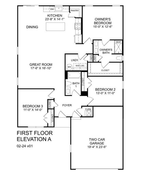 2D floor plan layout for the Eden Cay by Ryan Homes in Middle Creek Village Ranches, Bolivia, NC (Image 2).