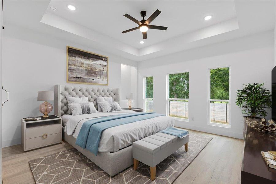 Primary with trey ceiling -Virtual staging Primary with trey ceiling -Virtual staging